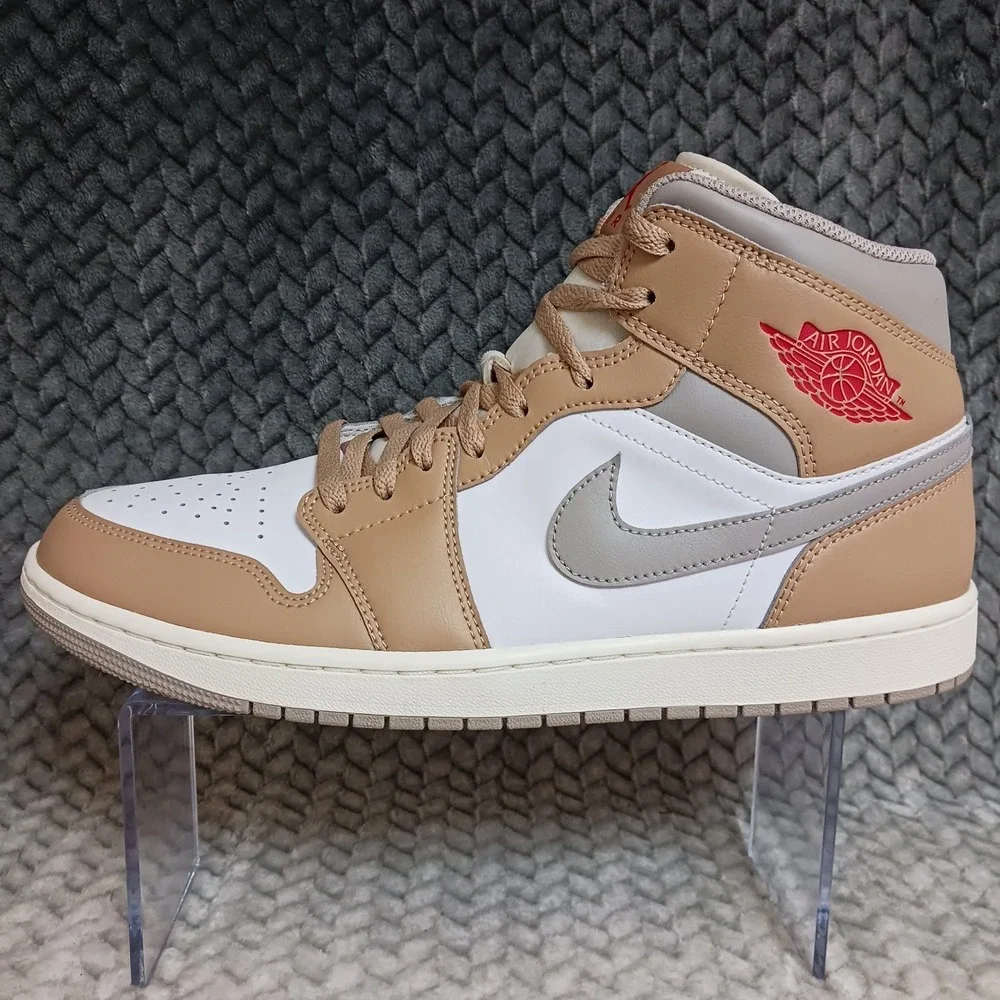 Air Jordan 1 Mid Hemp White Men's Sneakers Shoes Size 11.5